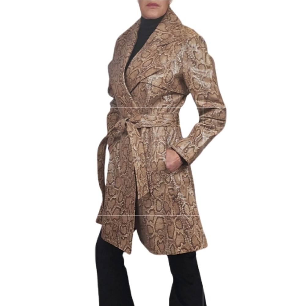 Specialneiman Marcus Tan Leather Belted Python Pr… - image 6